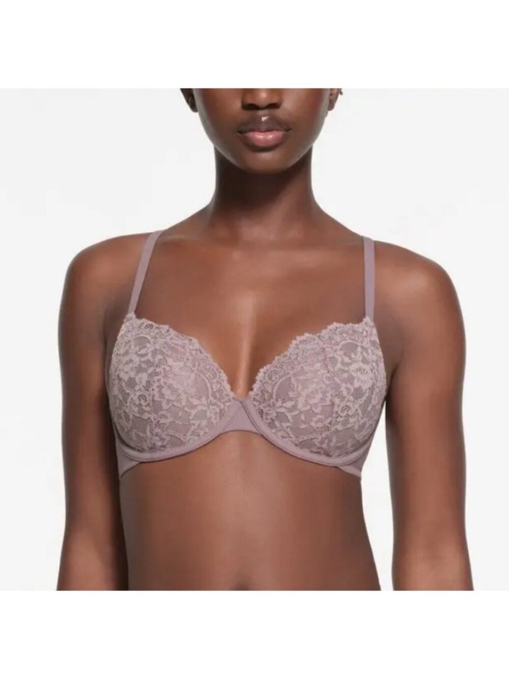 NWT SKIMS FITS EVERYBODY LACE T-SHIRT BRA ZINC MULTI - 34DD